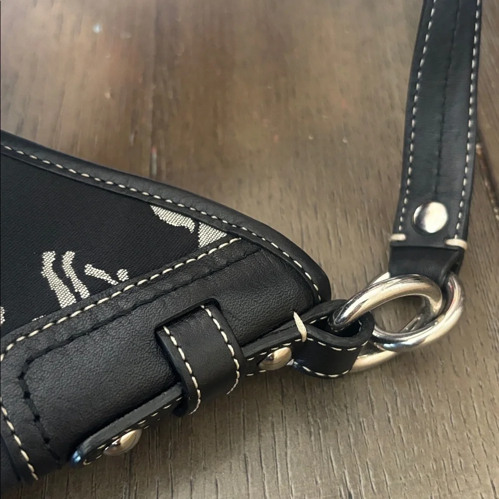 Coach vintage Horse & Carriage hobo shoulder bag black & grey canvas purse Y2K